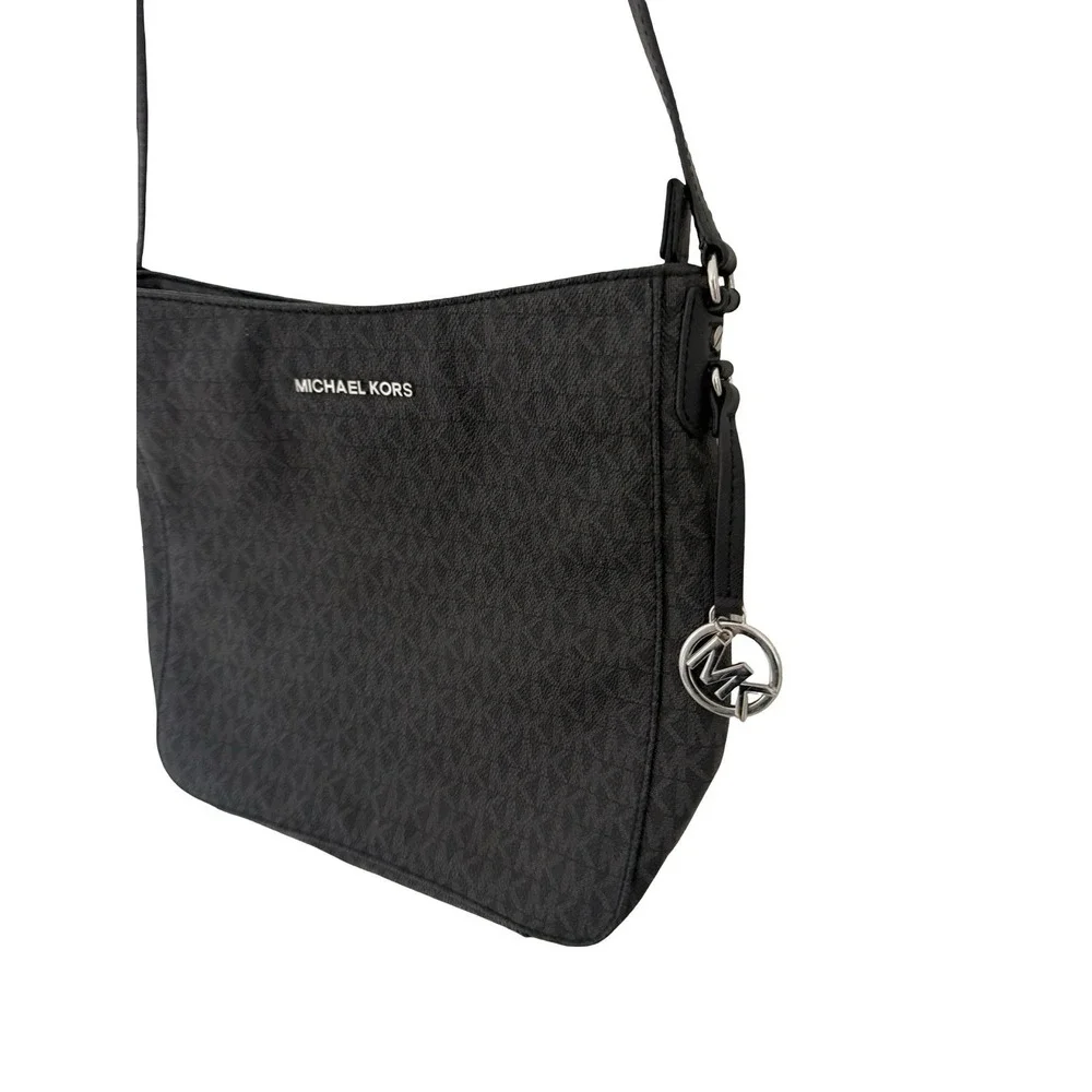 MICHAEL KORS JET SET TRAVEL LARGE MESSENGER CROSSBODY BAG MK SIGNATURE BLACK